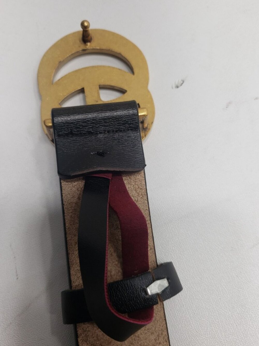 Gucci Double G GG Buckle Black Leather Belt Gold Tone 223891 Size 120/48 Italy - Picture 5 of 9